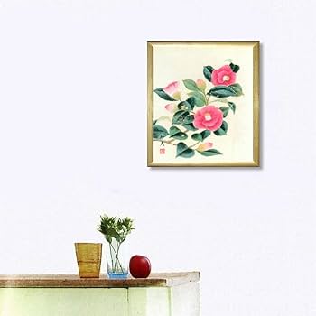 Amazon.co.jp: 片山邦夫 椿 色紙 ナチュラル 日本画 静物画 椿